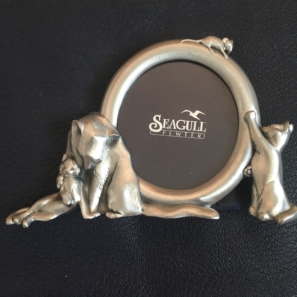 New SEAGULL PEWTER Mother Cat + Kitten Pewter Photo Frame - Picture 2 of 3